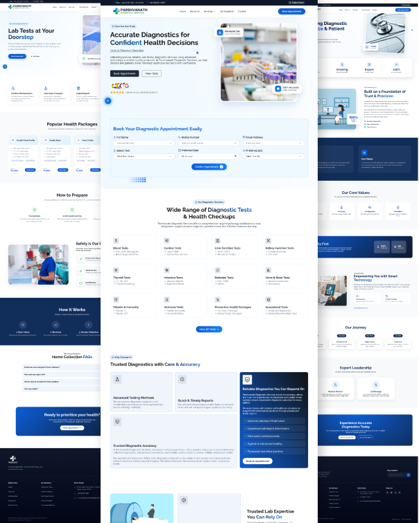 Parshvanath Diagnostic Services Website with Admin Panel and Patient Panel